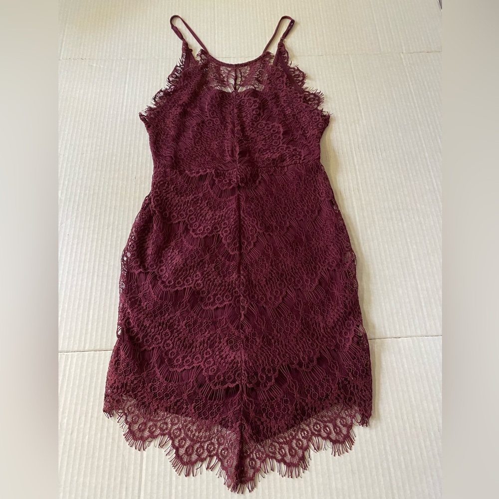 Free People Intimately Crochet Lace Shell Buttons Bodycon Slip Dress Size XS